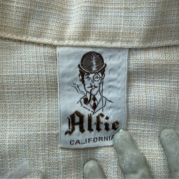 Vintage 60s 70s Quilted Button Down Shirt by Alfie ~ Size Large - Picture 9 of 9